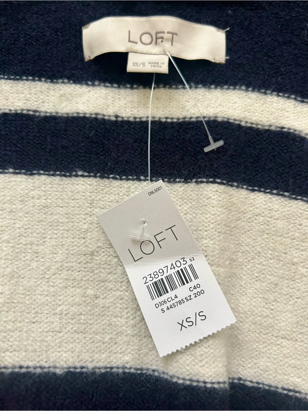 NWT Loft Red Cream and Navy Poncho Sweater